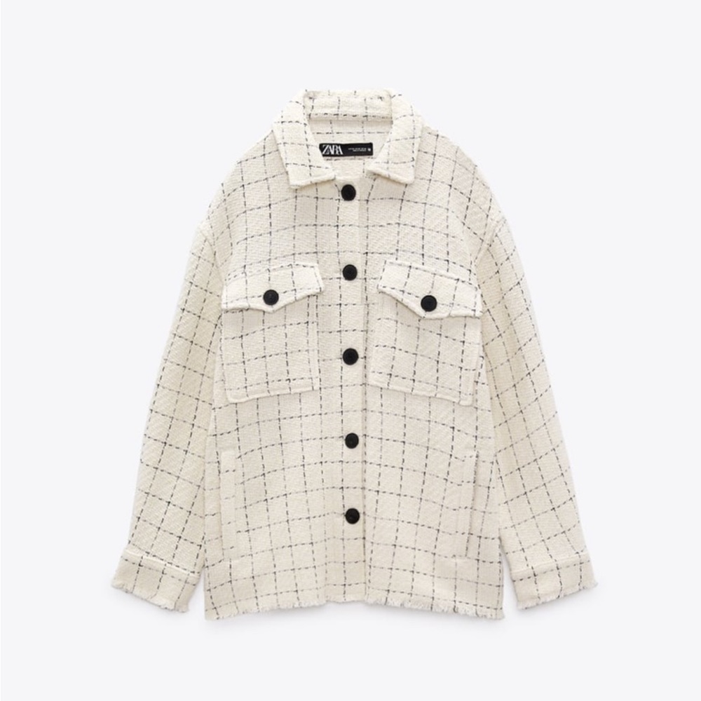 Zara Textured Plaid Overshirt Jacket
